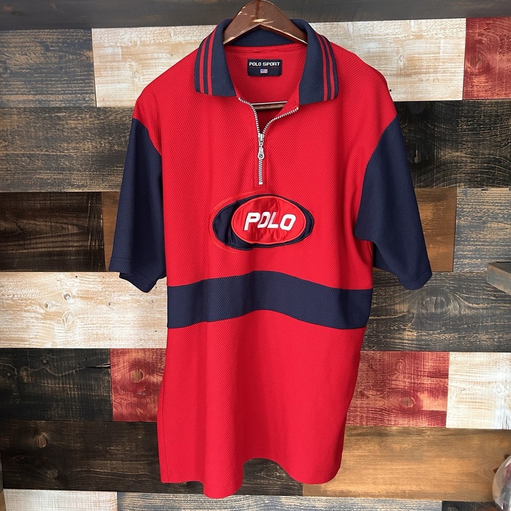 Vintage Ralph Lauren Polo Sport Short Sleeve Zip Hip Hop Logo XL